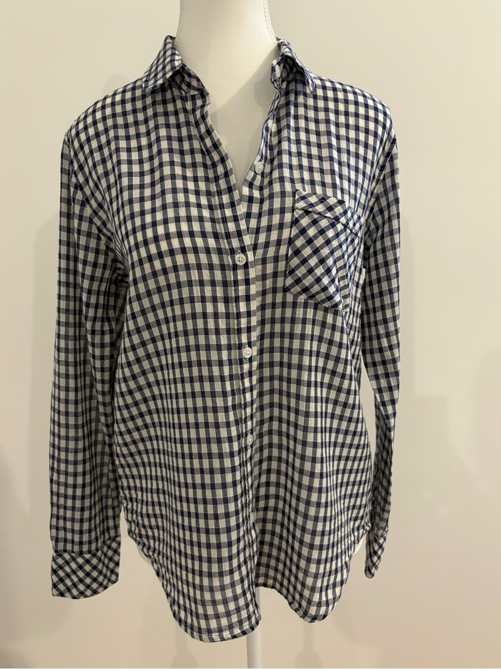Rails Navy and White Gingham Button-Down Shirt